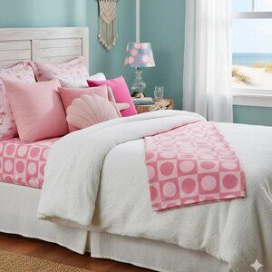 Vintage Mid Century Pink Geometric Double Flat Sheet